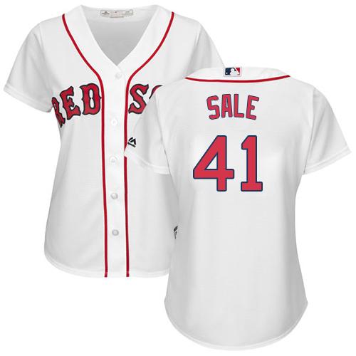 Red Sox #41 Chris Sale White Home Women's Stitched MLB Jersey